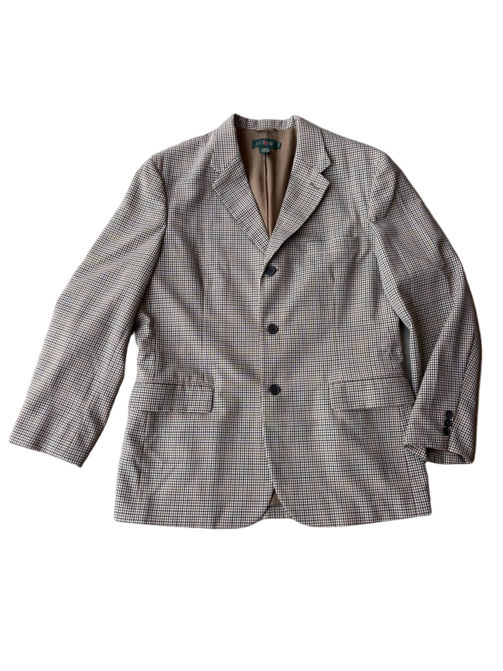 J.Crew Vintage 90s 100% Wool Houndstooth Blazer Sport Coat size 44R